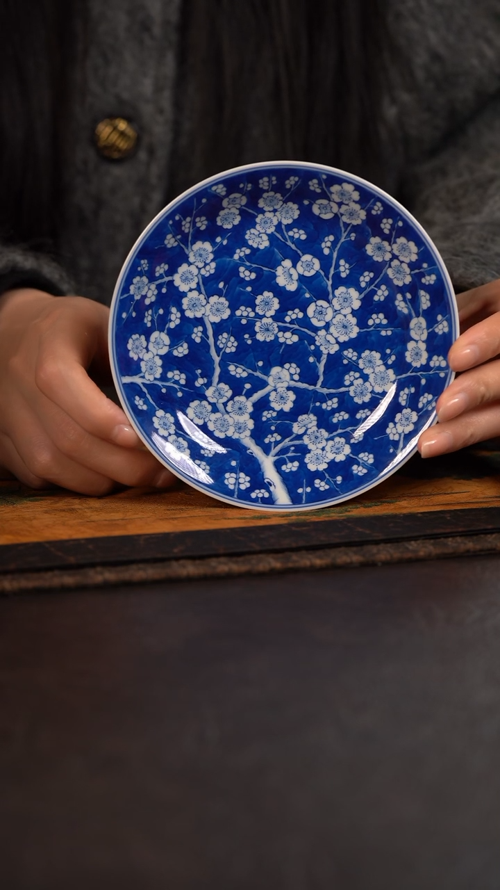 【闪购商品】杯HLX陶瓷蓝地冰梅壶承