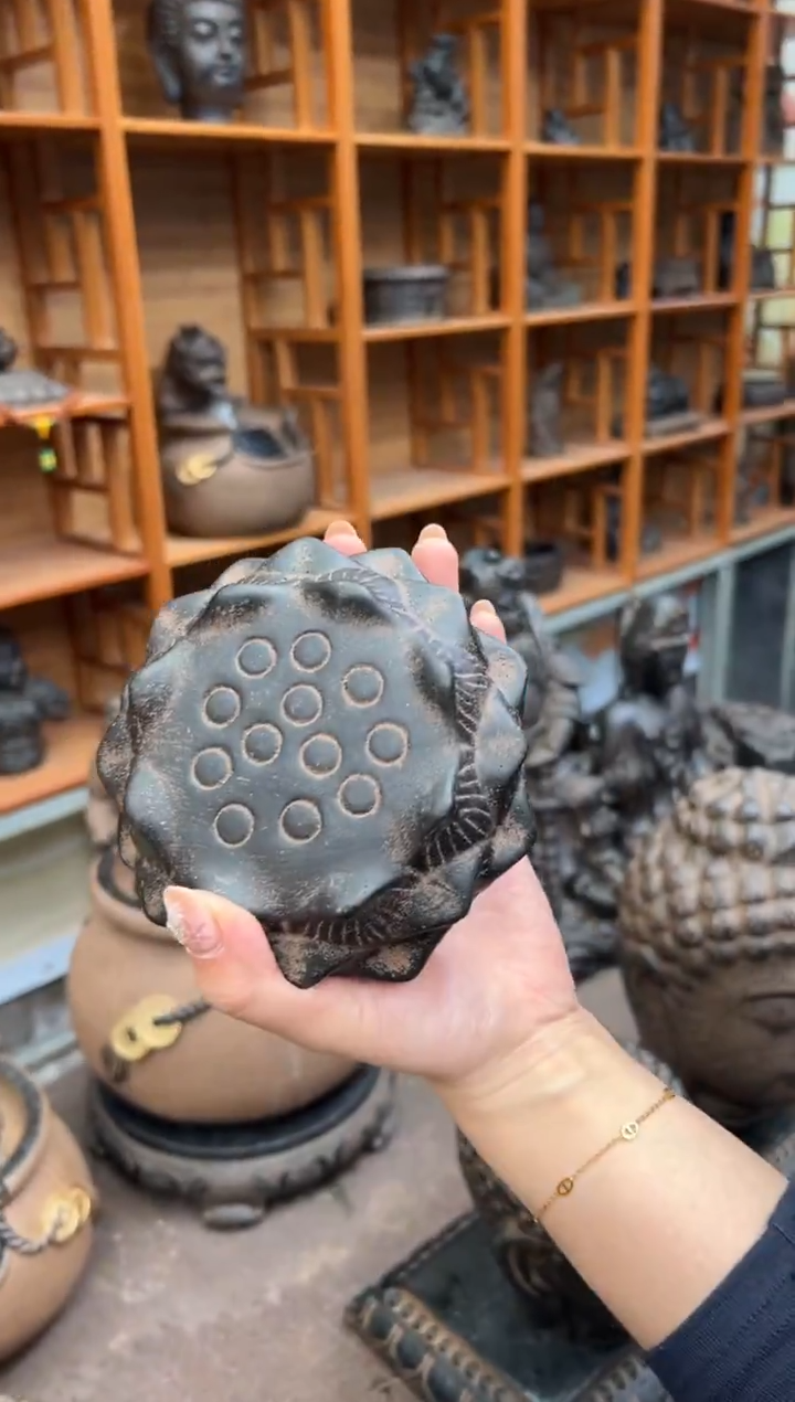 陶土【火山泥】莲蓬实心底座