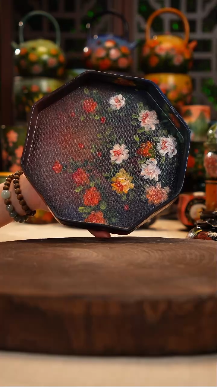 紫砂 油画釉下彩手绘