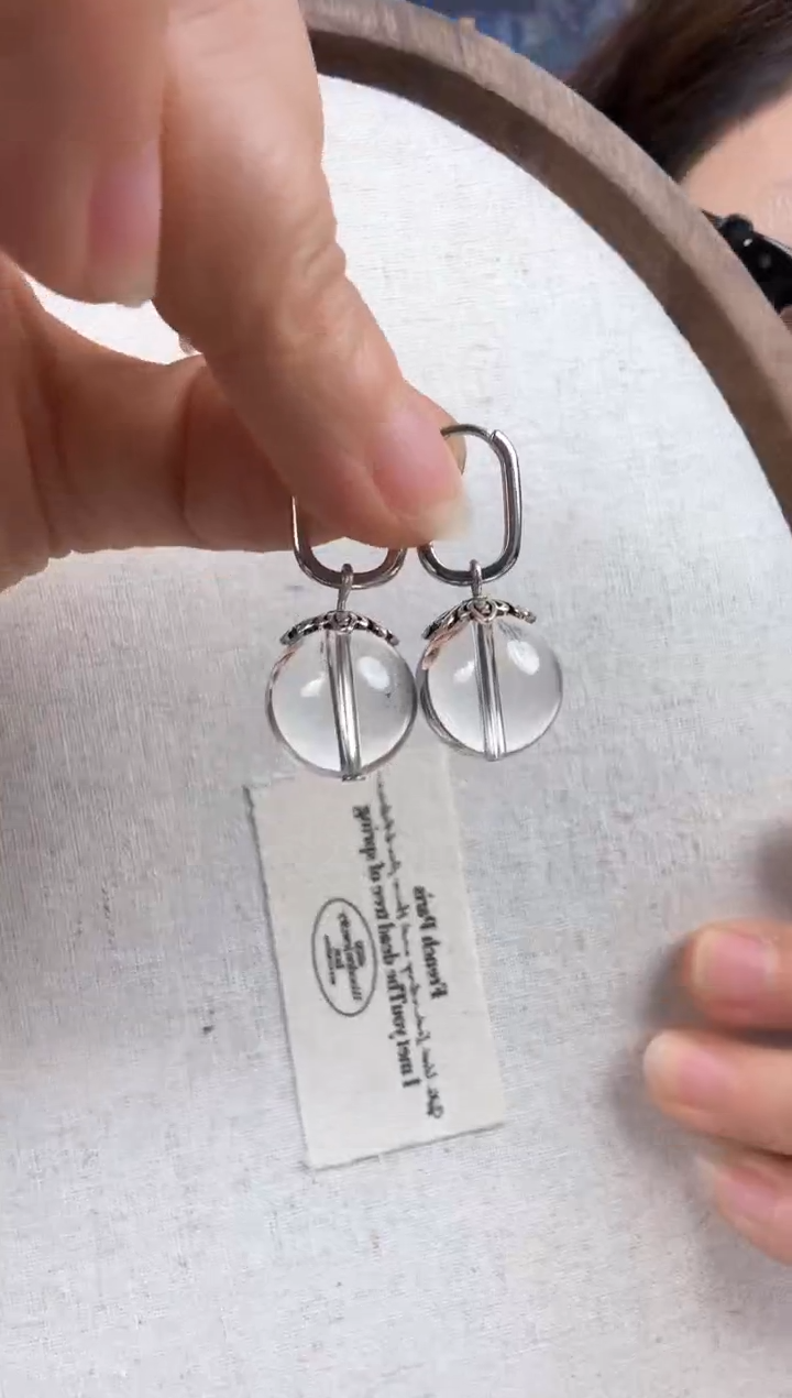 紫晶耳饰银S925镶嵌彭*华纯天然水晶耳环