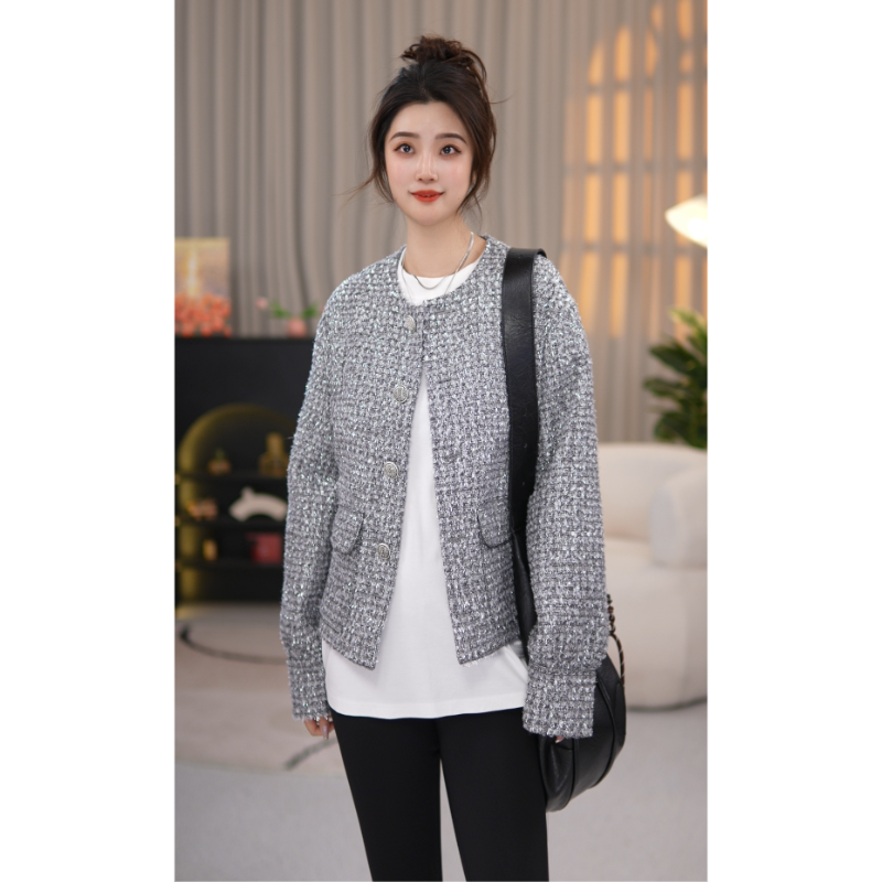 阿玛施5400912新款轻奢时尚格纹复古气质感小香风外套氛围感服饰