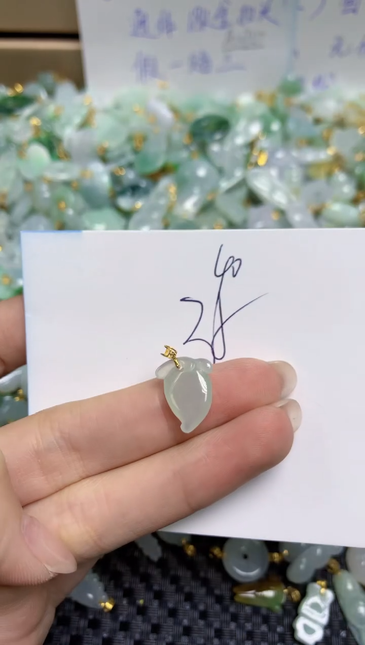 【闪购商品】翡翠颈饰18K金镶嵌天然缅甸A货翡翠