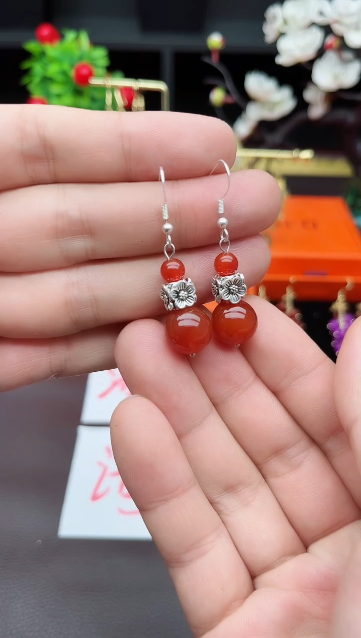 玛瑙/玉髓耳饰银S925镶嵌422000