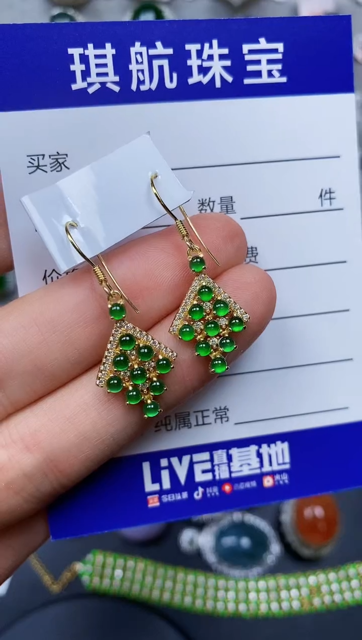 【闪购商品】翡翠耳饰银S925镶嵌0534