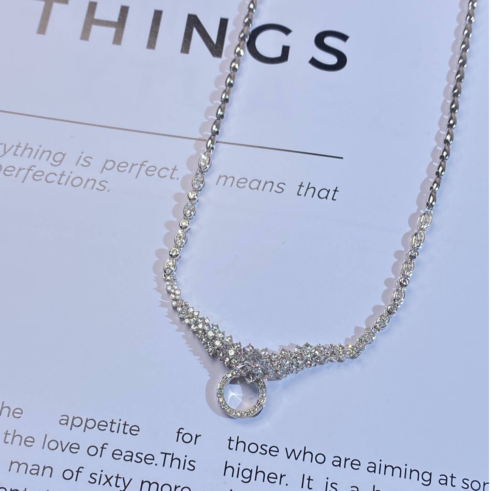 蔚蓝星辰）重金钻石项链轻奢百搭钻石18k金项链时尚点石工厂直销 