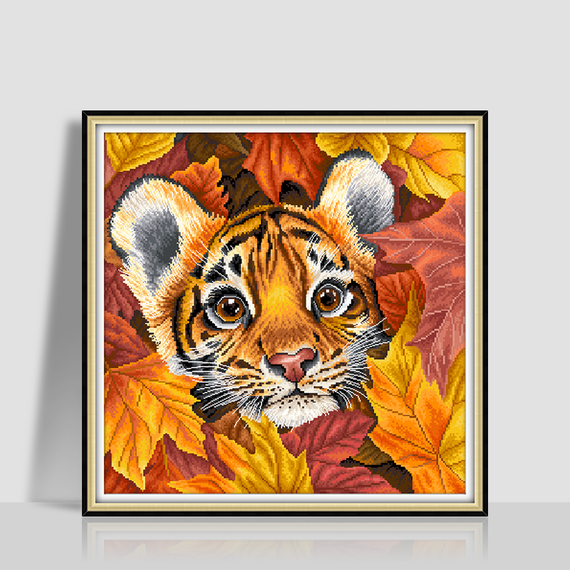 【ks凡朴系列】生态棉十字绣枫叶映虎2025年新款动物自己绣手工DIY*