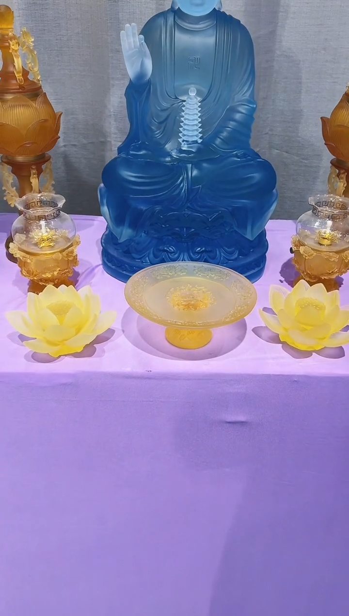 【闪购商品】泥塑古法琉璃莲花加果盘三件套摆件