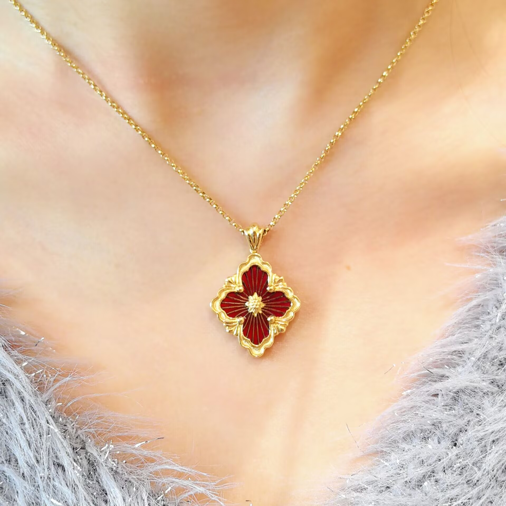 99新 BUCCELLATI/布契拉提 Opera歌剧院项链（红）大/18K黄金/43cm