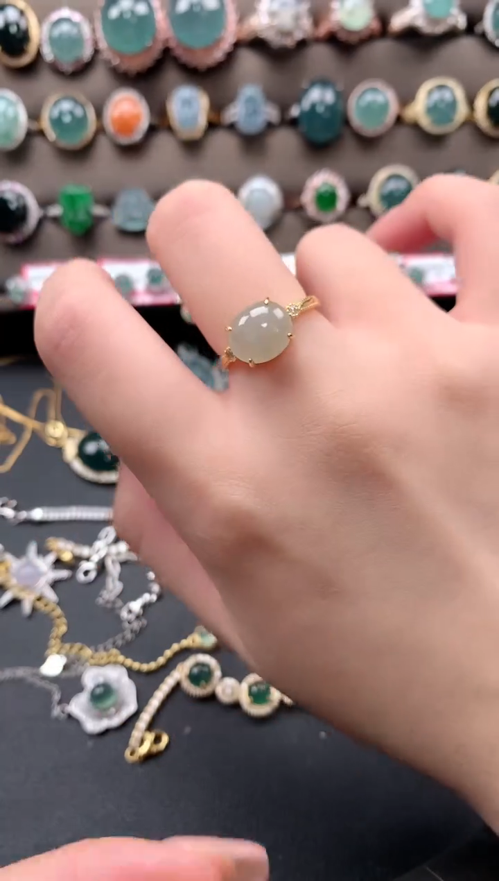 【闪购商品】翡翠戒指银S925镶嵌521412