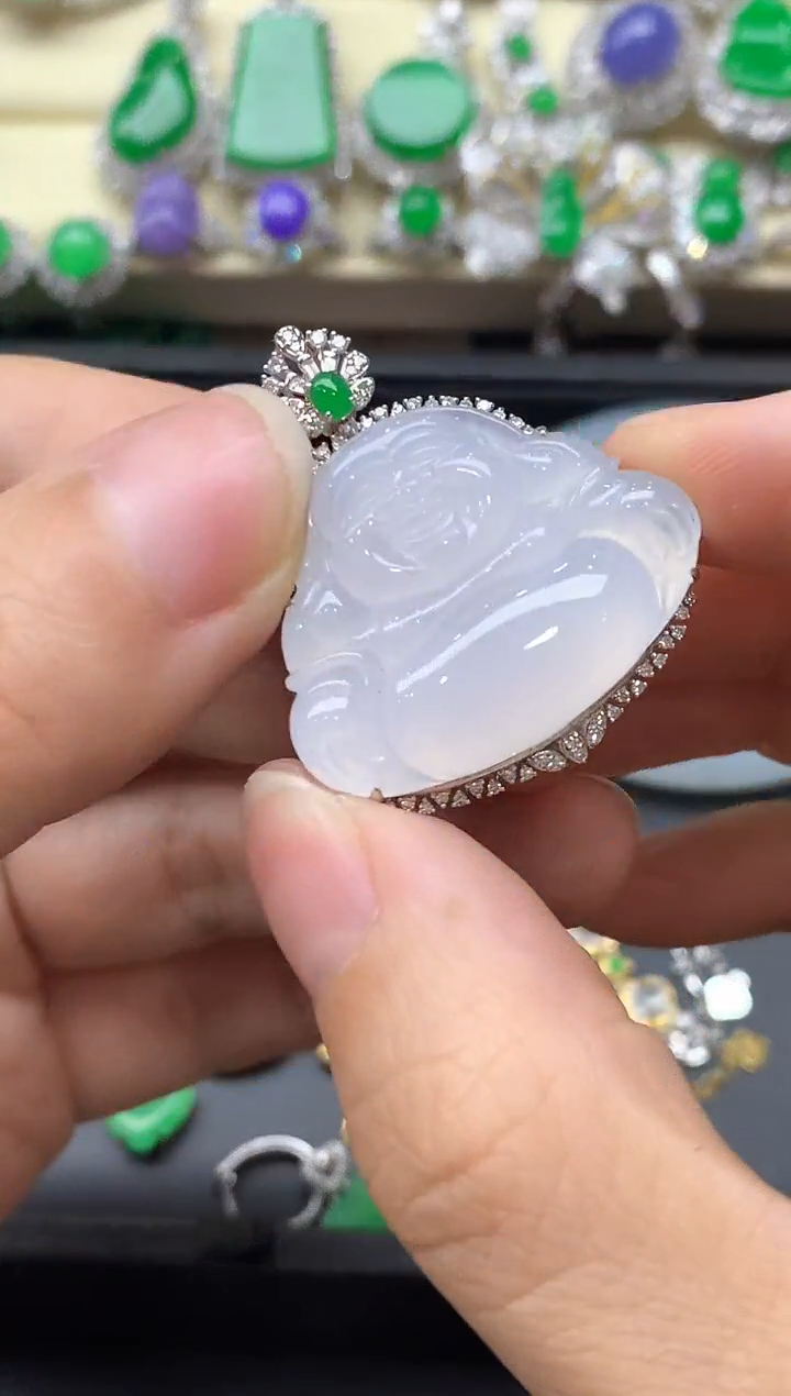 颈饰18K金镶嵌翡翠561-中国好珍宝