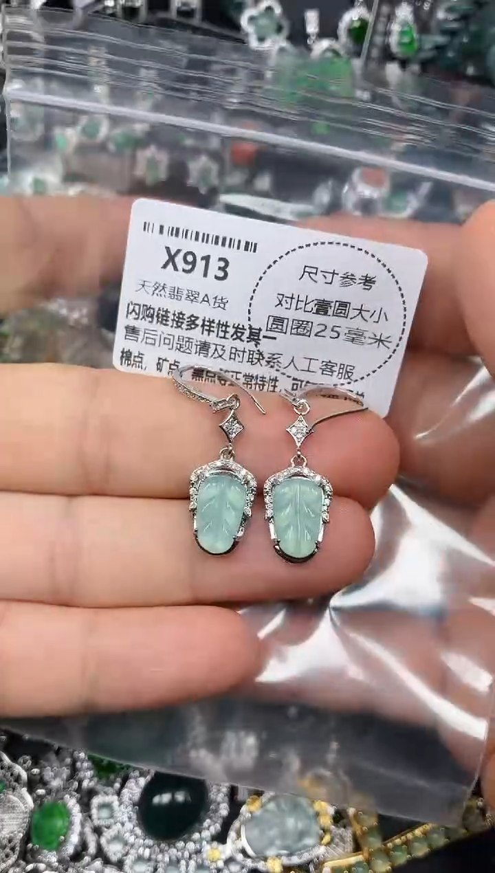 颈饰未镶嵌翡翠X913耳钩