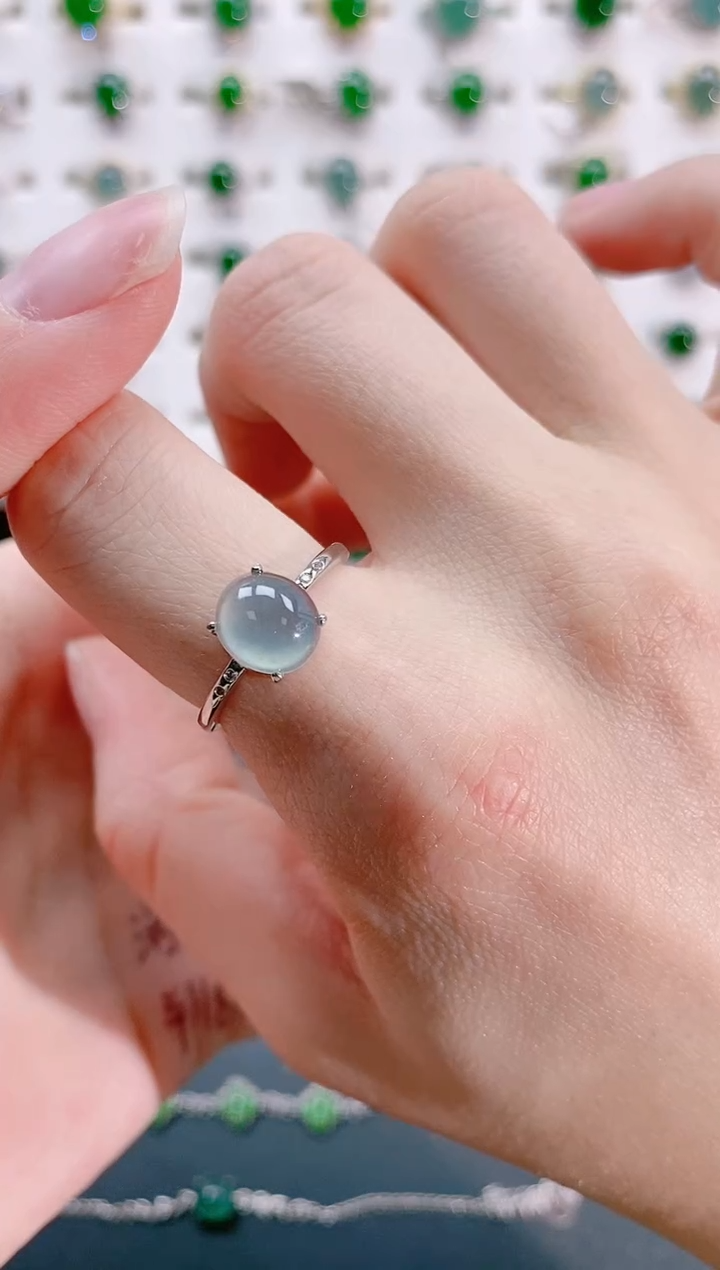 【闪购商品】翡翠戒指银S925镶嵌天然翡翠