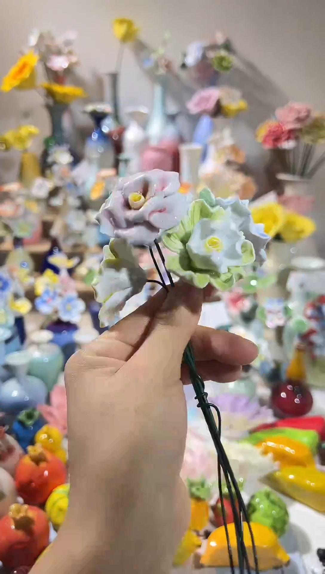 创意手工陶瓷花5支150