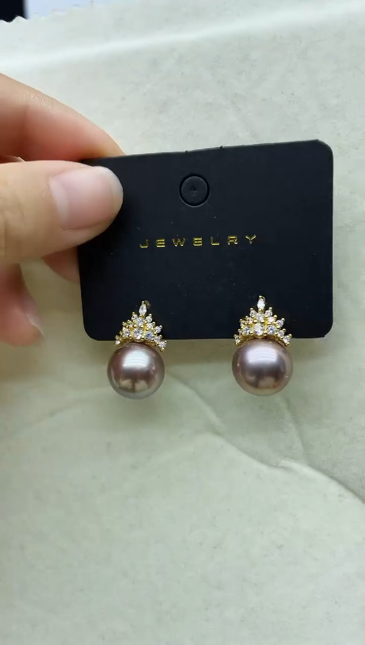 银S925镶嵌淡水珍珠耳饰耳环