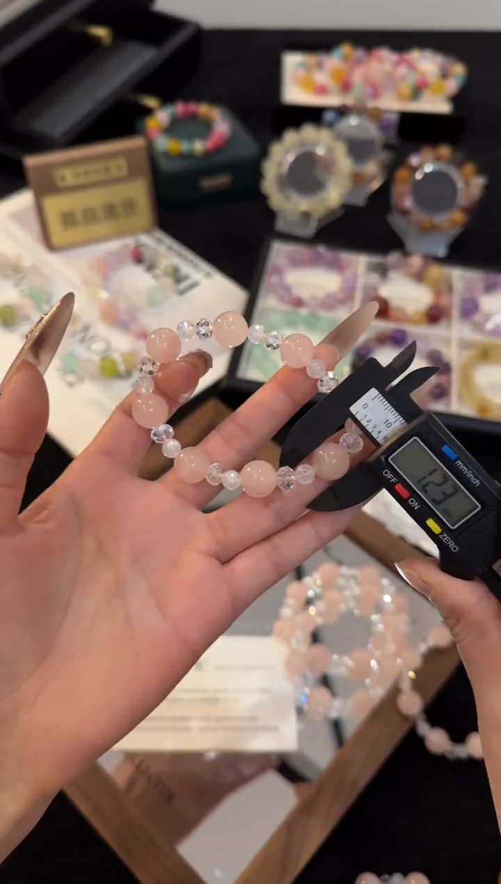 合金手链水晶粉水晶手链x3371