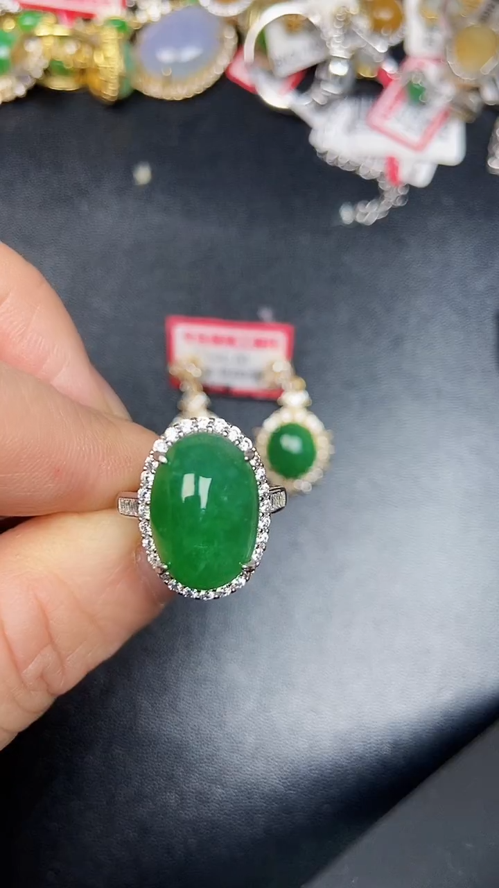 银S925镶嵌戒指翡翠1830