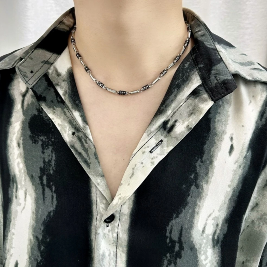 钛钢项链 【竹节锥形环绕项链】休闲风百搭极简风男女气质饰品