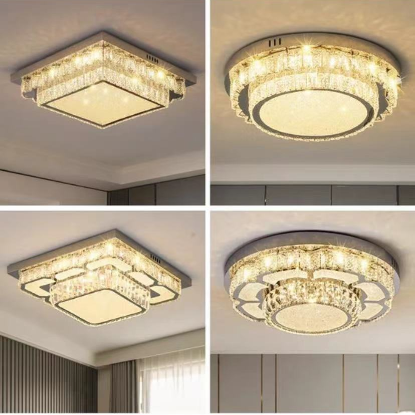 卧室灯轻奢水晶主卧吸顶灯现代简约高级感房间灯具大气主卧吸顶灯