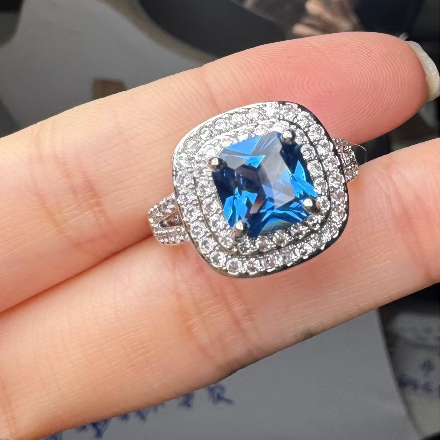 合成(培育)尖晶石气质时尚-精工合金培育戒指433