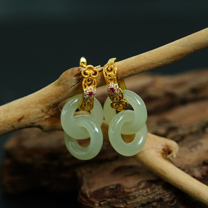 【老爸评测专属】银S925和田玉耳饰 T111412