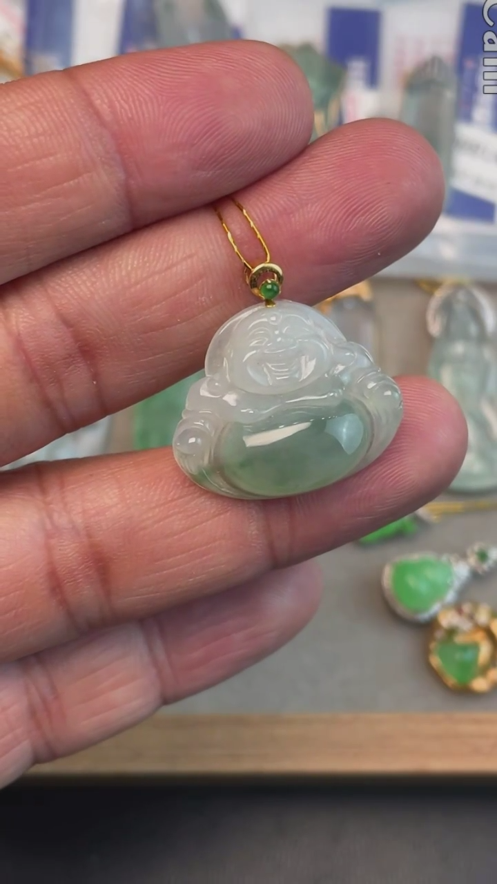 【闪购商品】翡翠吊坠(不含链)18K金镶嵌天然缅甸翡翠A货