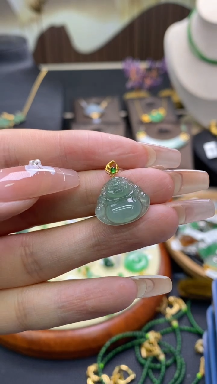 【闪购商品】翡翠颈饰18K金镶嵌净货13186