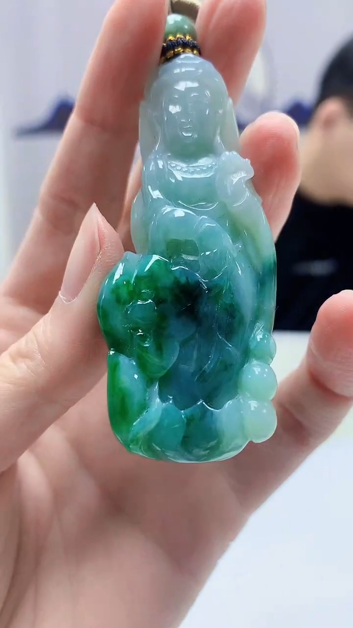 【闪购商品】定制翡翠未镶嵌4917zm-毛货挂件观音170