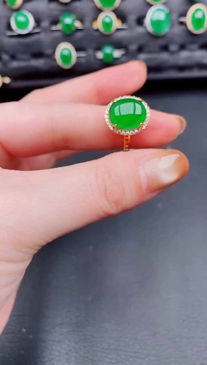 【闪购商品】翡翠戒指银S925镶嵌天然a货翡翠126