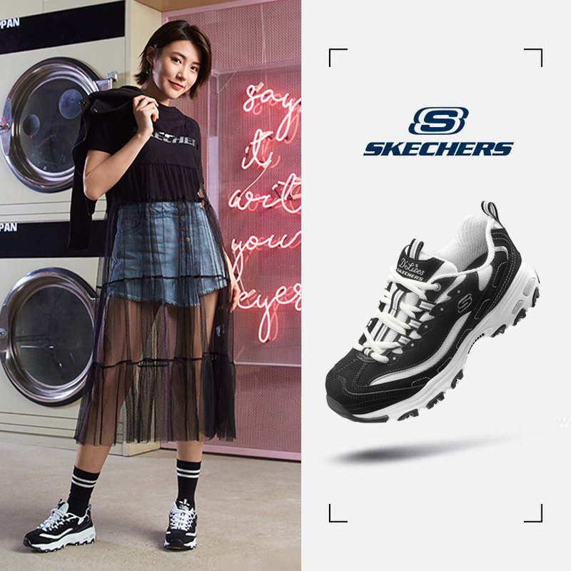 【门店款】斯凯奇女鞋秋冬经典黑白熊猫鞋厚底增高老爹鞋显高运动鞋