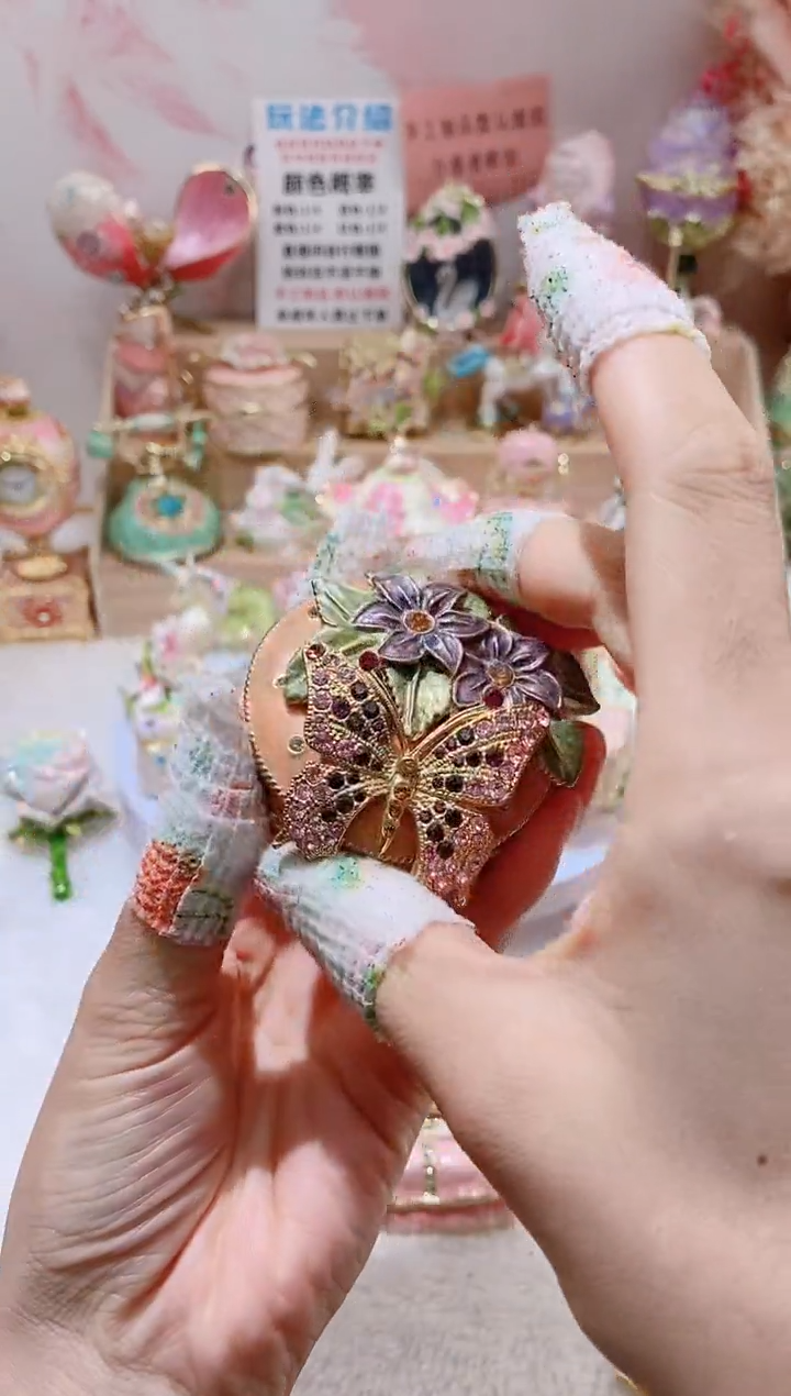 合金合金珐琅彩首饰盒摆件
