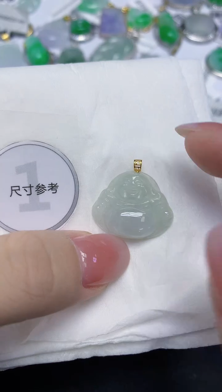 颈饰18K金镶嵌翡翠天然缅甸翡翠A货百元以上9元证书费自理