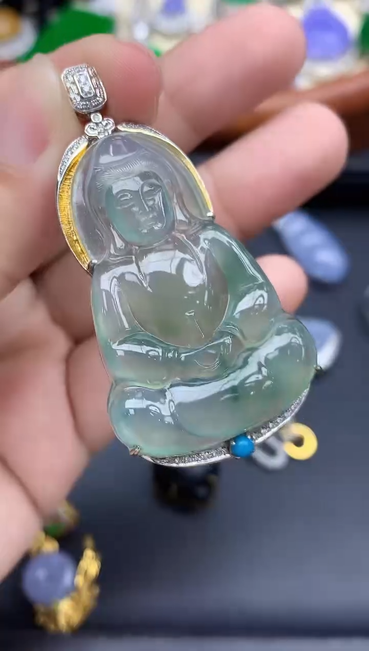 颈饰18K金镶嵌翡翠665-中国好珍宝