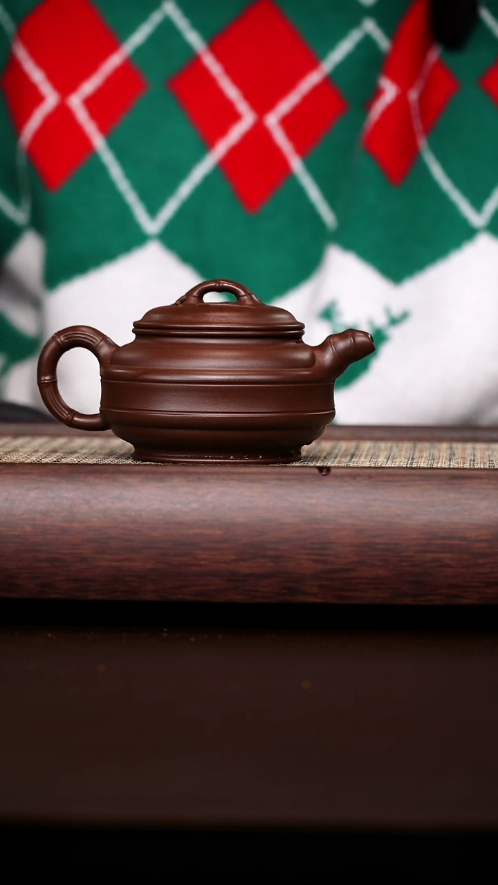 原矿手工紫泥双线竹鼓