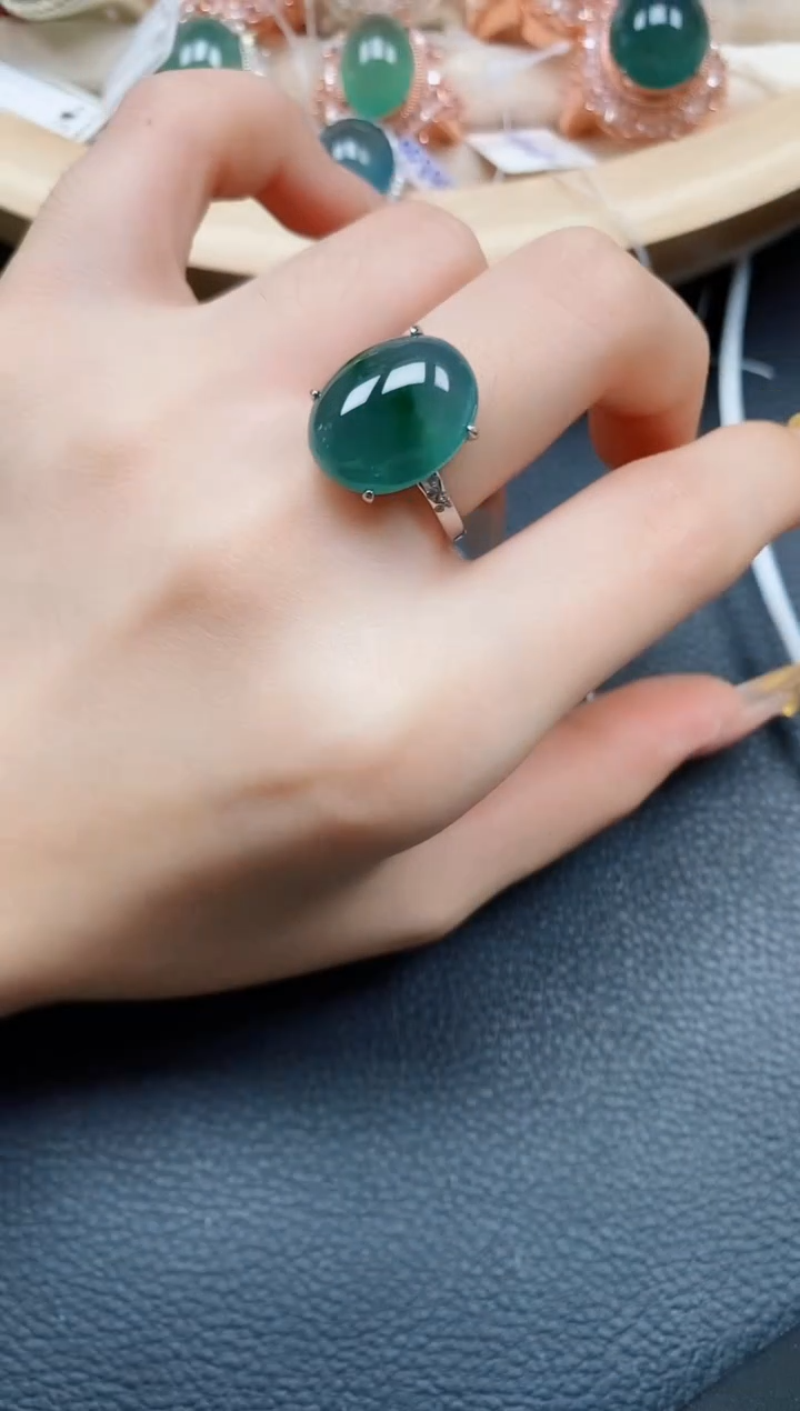 【闪购商品】翡翠戒指银S925镶嵌翡翠