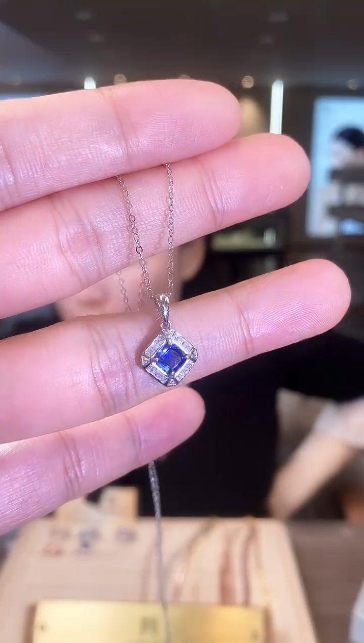 【闪购商品】蓝宝石项链银S925镶嵌09