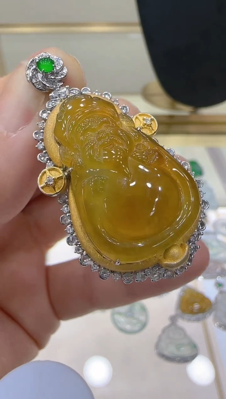 【闪购商品】翡翠吊坠(不含链)18K金镶嵌团购多样性发一件