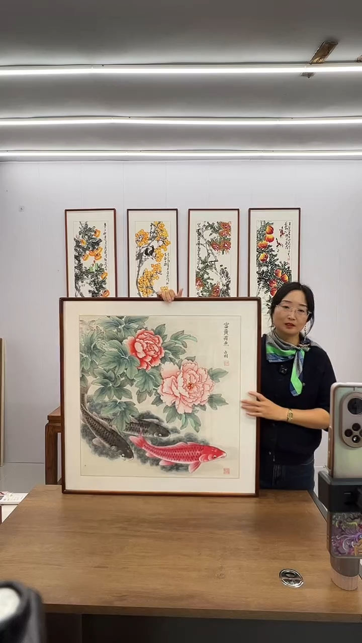 国画胡占相  80*80 富贵有余