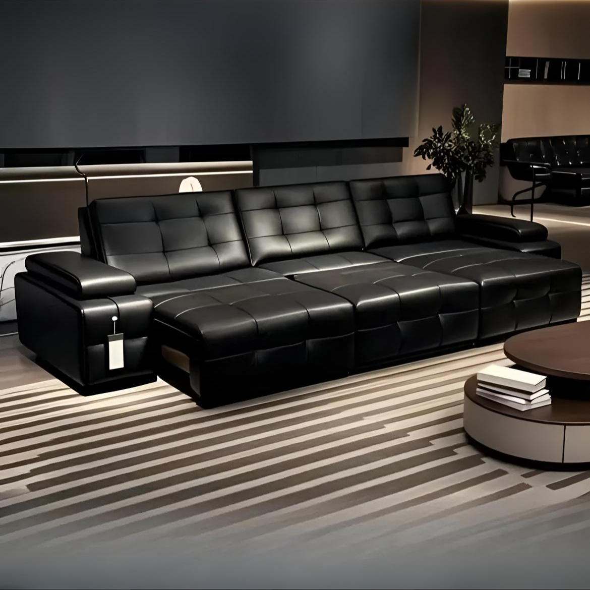 【电动劳伦斯】头层牛皮多功能高靠背半青皮意式轻奢大平层真皮沙发