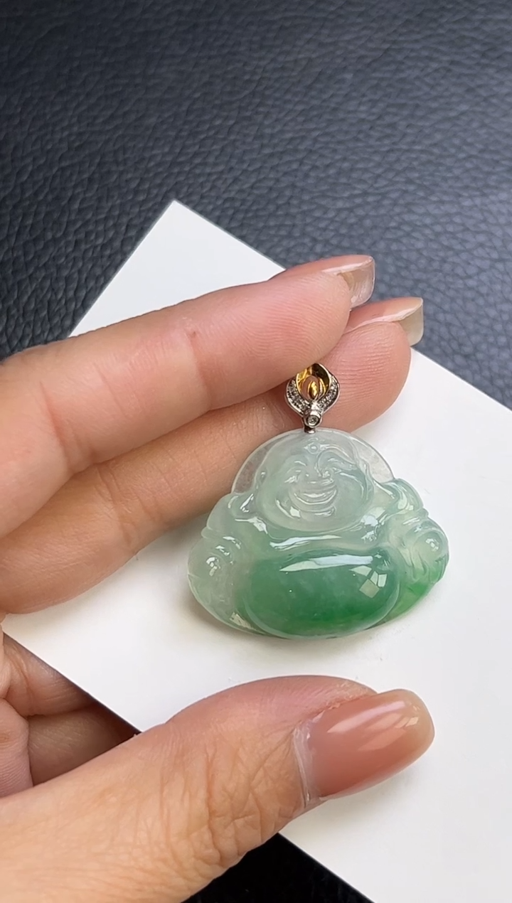 翡翠18K金镶嵌颈饰YM900-1 佛公