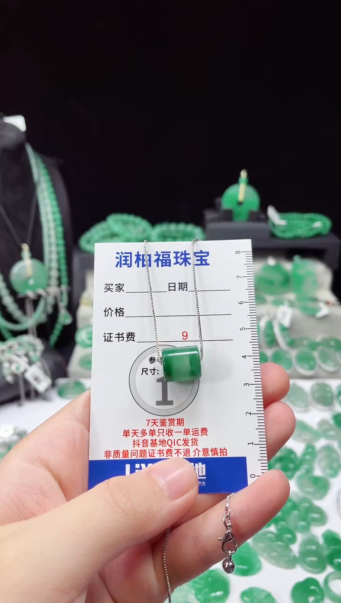 吊坠(赠链)未镶嵌石英质玉（非洲翠）6.130路路通