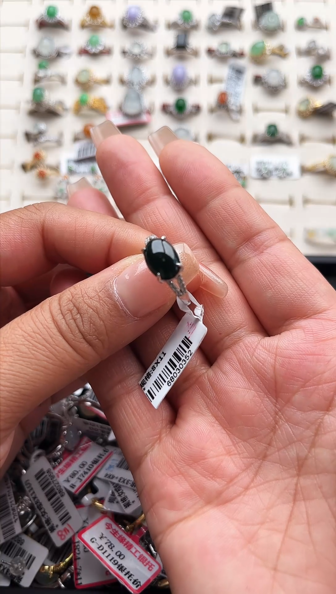 【闪购商品】翡翠戒指银S925镶嵌缅甸天然A货翡翠S925银镶嵌