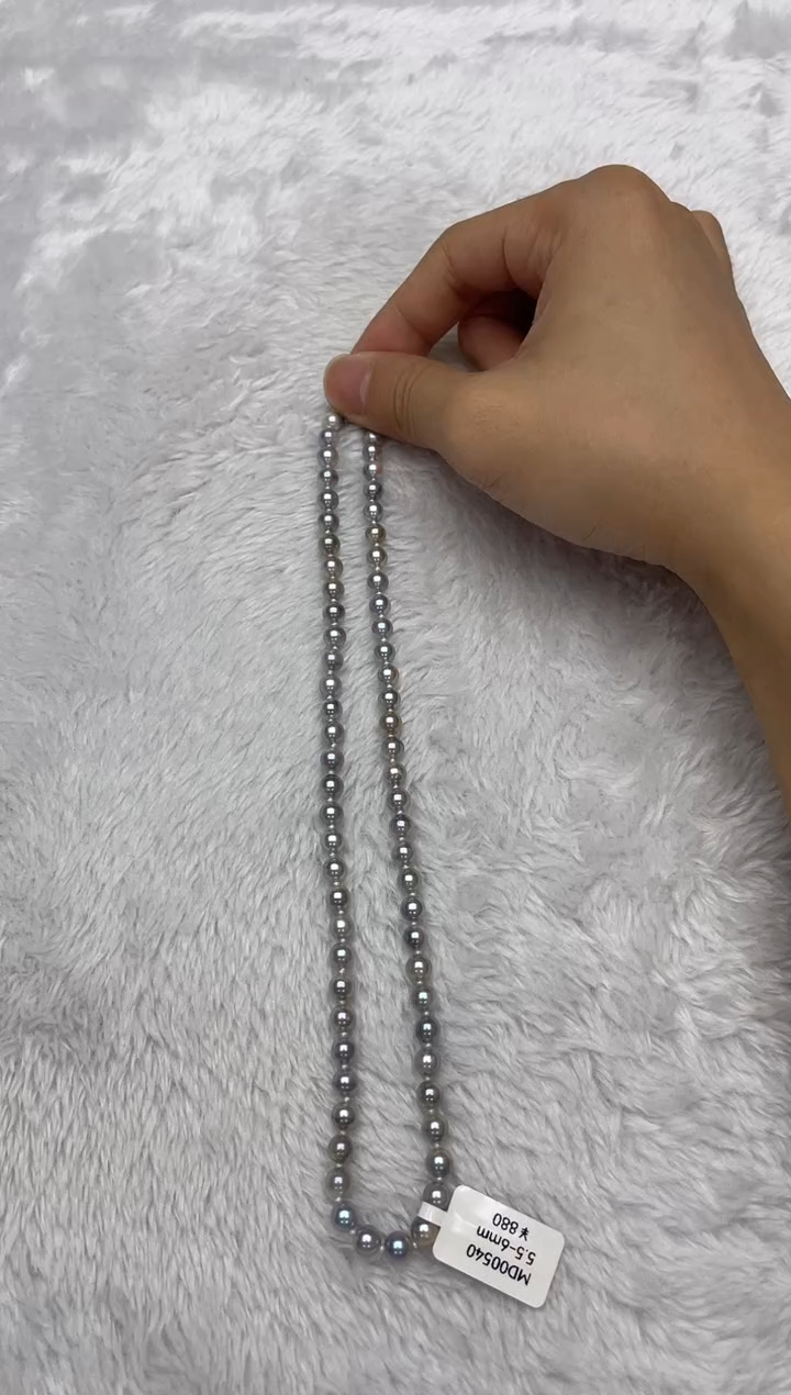 海水珍珠银S925镶嵌项链AK真多麻5.5-6mm