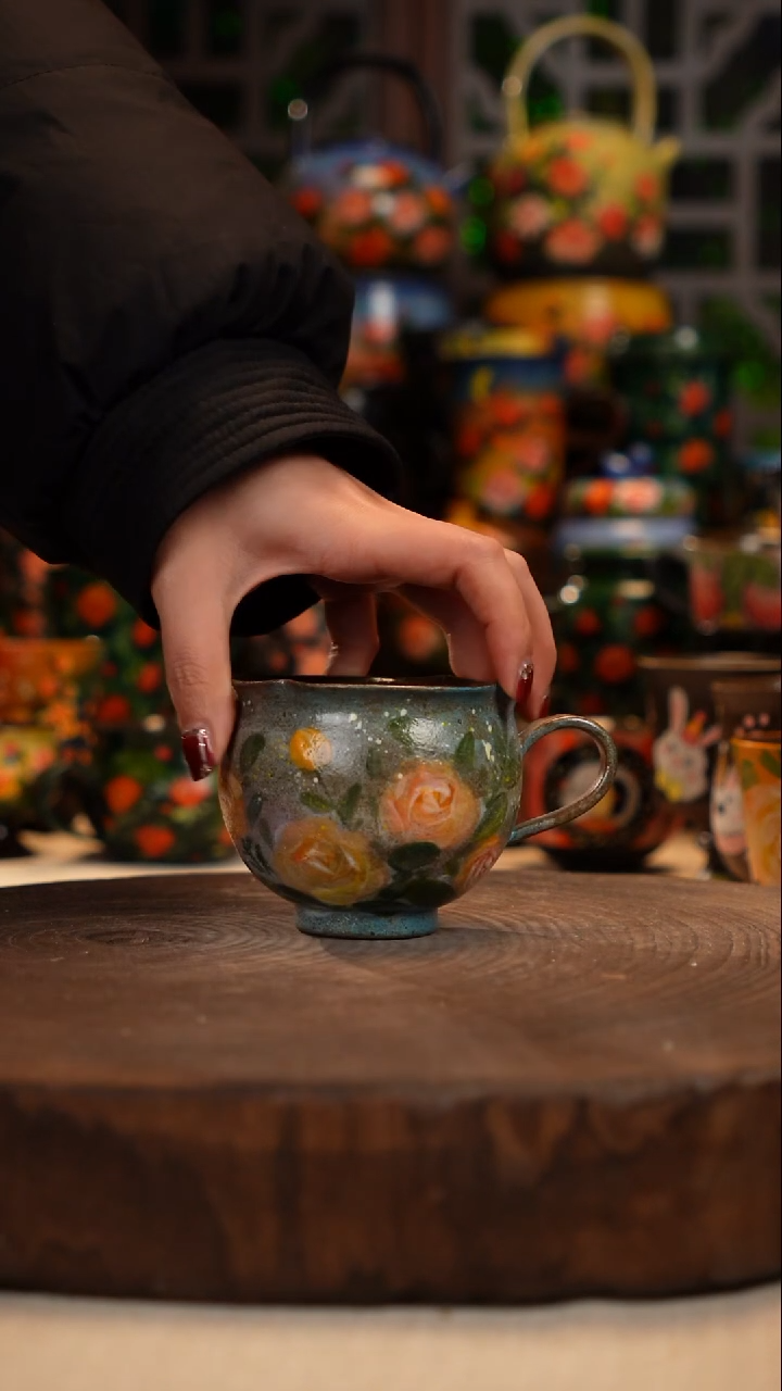 紫砂 油画手绘釉下彩