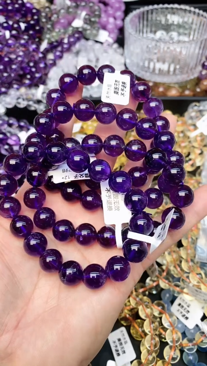 【闪购商品】水晶手链未镶嵌b42 紫水晶12mm+ 多样性发其一