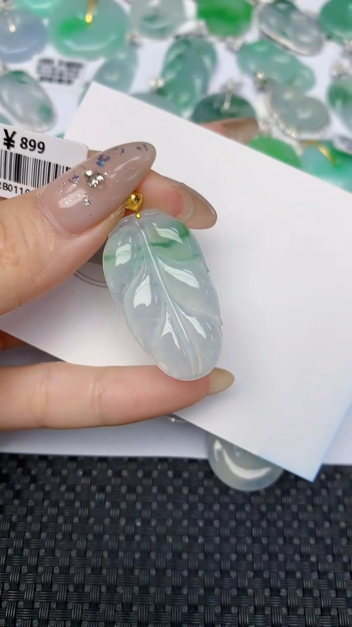 颈饰18K金镶嵌翡翠天然缅甸翡翠a货百元以上9元证书费自理