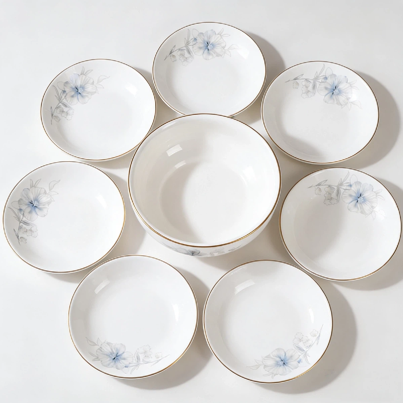 【不带礼盒】电光金倾城之恋7件套家用陶瓷餐具汤碗盘子釉下彩餐具