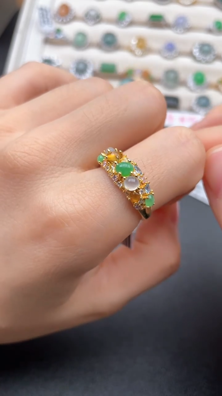 银S925镶嵌戒指翡翠`