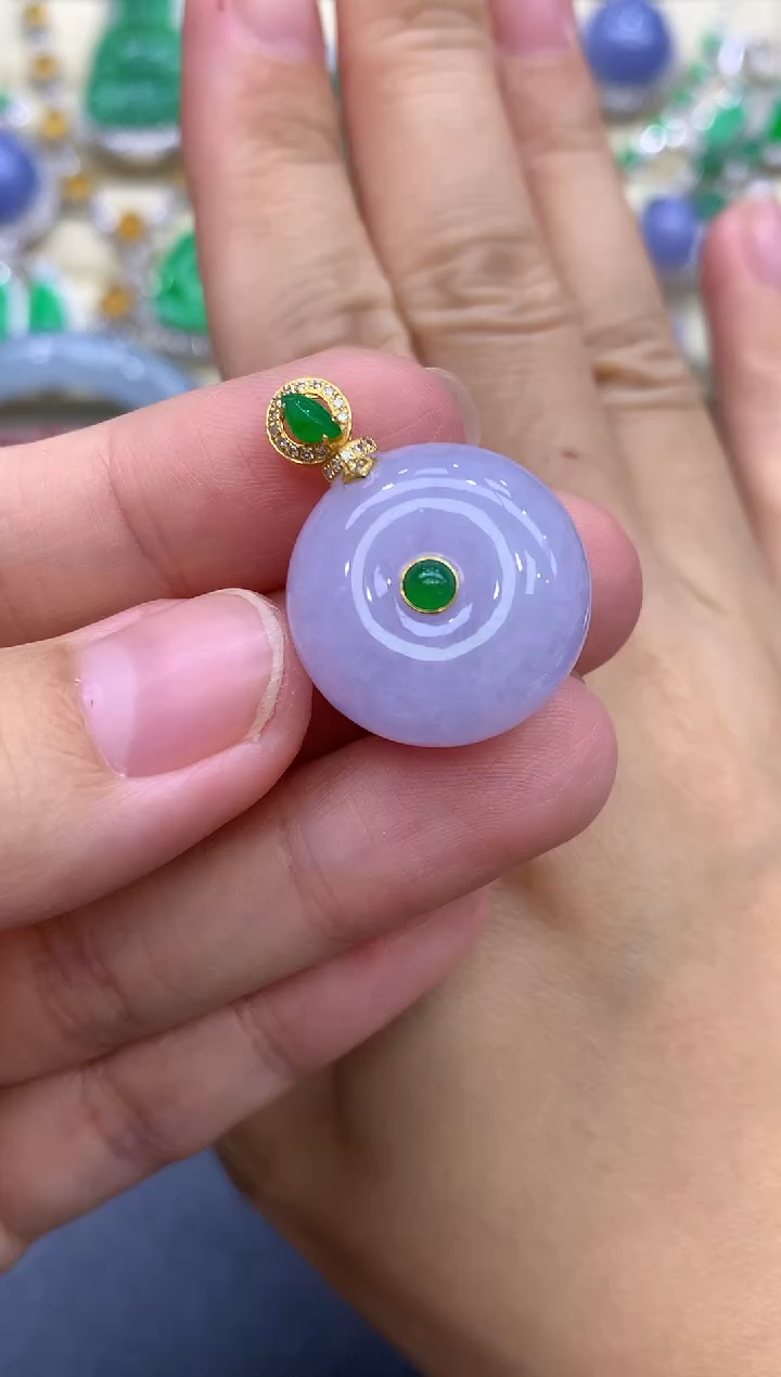 颈饰18K金镶嵌翡翠266-中国好珍宝