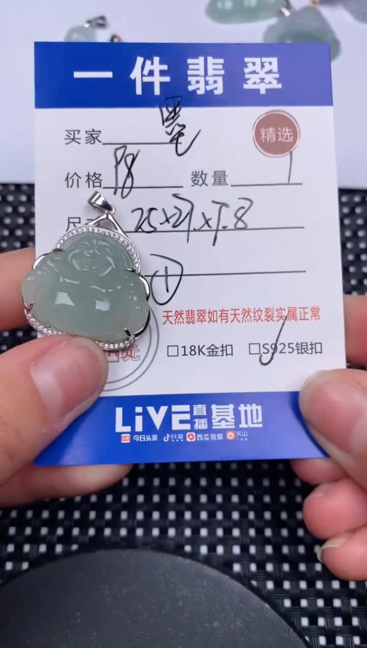 【闪购商品】翡翠颈饰银S925镶嵌挂件