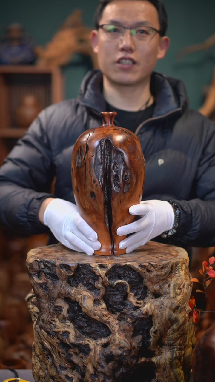 【闪购商品】枣木雷击枣木大梅瓶